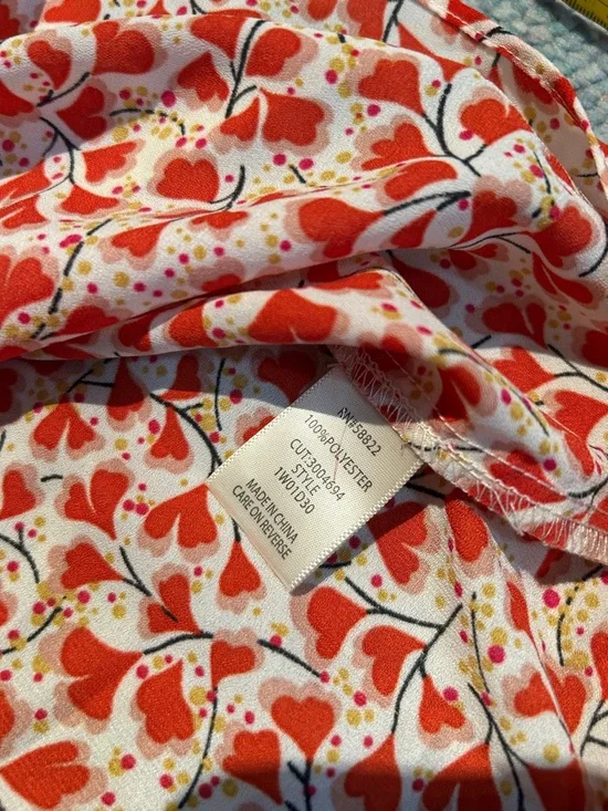 Max Studio Red Floral Tie-Neck Flutter Sleeve Blouse - Picture 5 of 9